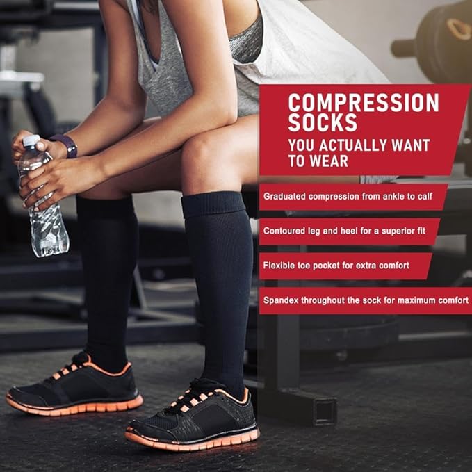 Graduated Compression Socks for Women&Men 20-30mmhg Knee High Socks Travel Hiking Running Stocking