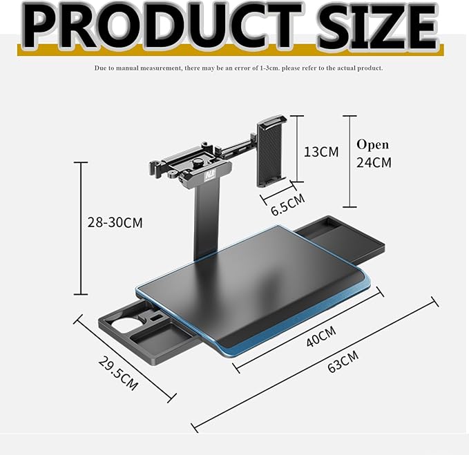 Multi-Functional Car Seat Tray Table, Aluminum Alloy Car Seat Table Travel Tray, Portable Foldable Back Seat Laptop Desk, With Tablet And Mobile Phone Holder, For Eating, Traveling,Working, Writing