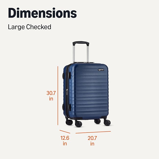 Amazon Basics 30" Hardside Large Checked Luggage, Hardshell Suitcase With Wheels, Expandable For Up to 15% More Space, With Scratch-Resistant Surface, Four Multi-directional Wheels, Navy Blue