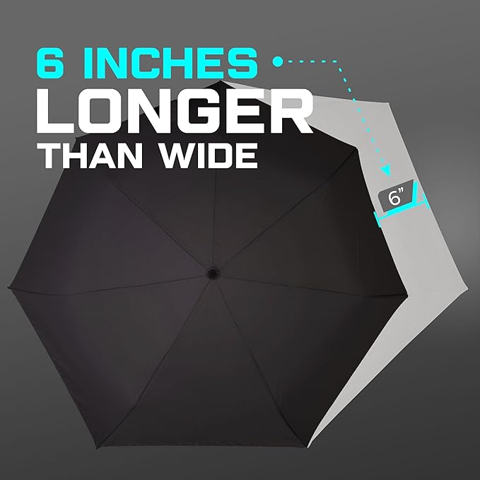 DROPTOP Windproof Compact Umbrella | Plus Crossbody Bag with Leakproof Lining | Hands-Free Carry for Wet or Dry Umbrellas | No Drips, No Hassles, Black