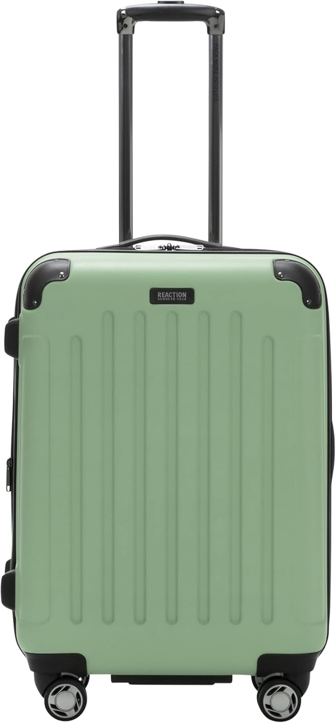 Kenneth Cole REACTION Renegade Luggage Expandable 8-Wheel Spinner Lightweight Hardside Suitcase, Seafoam, 24-Inch Checked