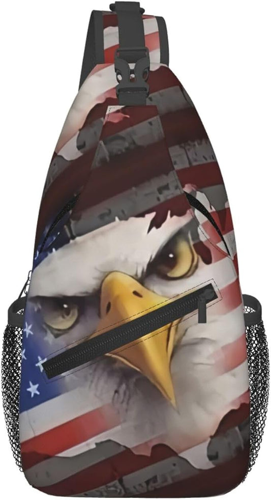 American Flag Sling Bag Multipurpose Crossbody Sling Backpack Travel Cycling Hiking Shoulder Bag For Women Men