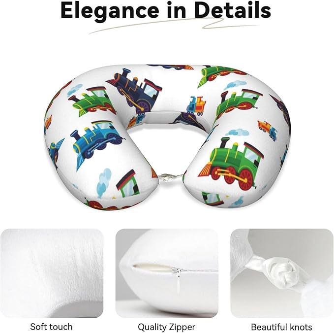 Funny Neck Pillow Support for Car Flight Rest Train Pattern Cartoon, Memory Foam U Shaped Decor Head Cushion for Home Outdoors Travel