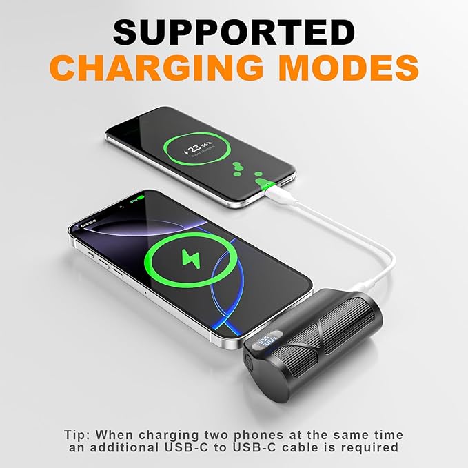 ZBF Mini Portable Charger Power Bank,5000mAh Cell Phone Portable Power PD 20W Fast Charging USB-C, LCD Display Battery Pack for iPhone 14/14 Pro Max/13/13 Pro/12 Pro/11/XS/XR/X/8/7/6 etc (Black)