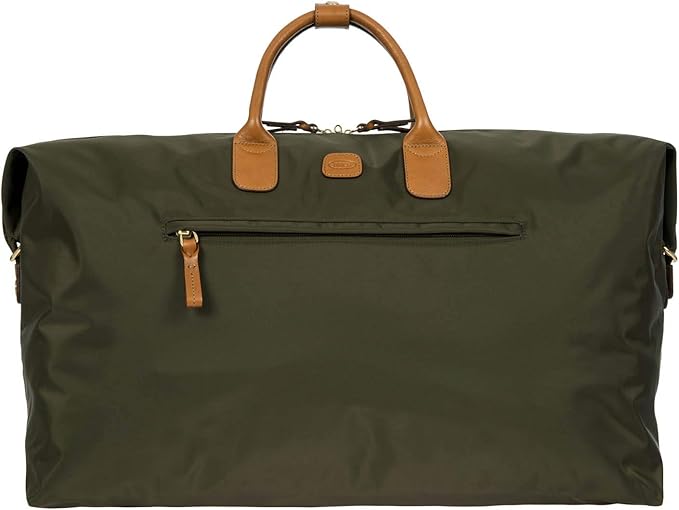 Bric's X-Travel Deluxe Duffle for Men and Women - Lightweight Overnight Carry On Travel Luggage with Tuscan Leather Trim and Sleeve Attachment - Water-Resistant Weekender or Gym-Ready Duffel