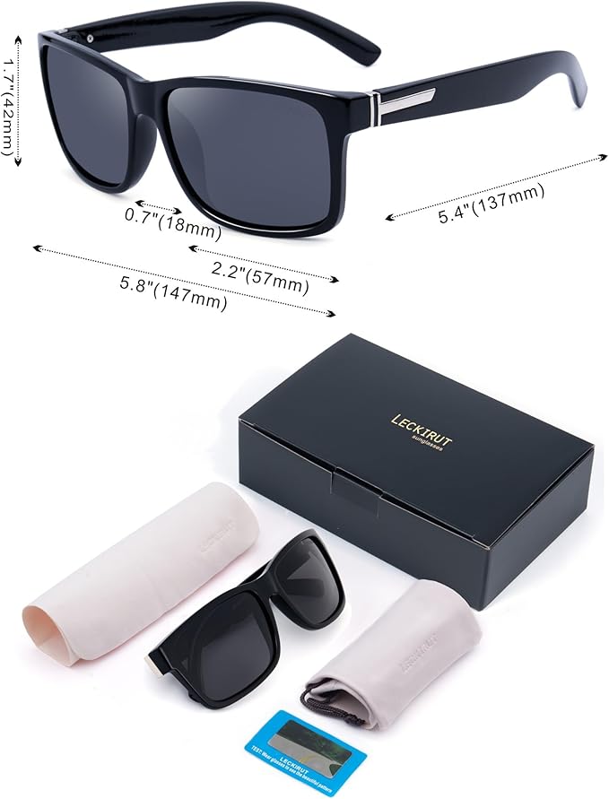 LECKIRUT Vintage Polarized Sunglasses for Men Women Retro Oversized Square Mirror Sun Glasses