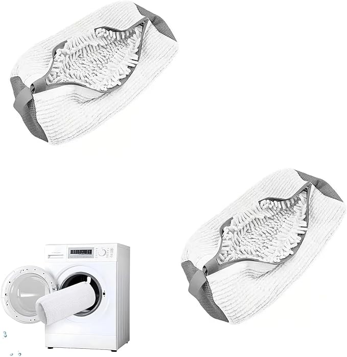 Shoe Washing Machine Bag, Shoe Laundry Bags for Washing Machine, 2 Pcs Sneaker Shoe Washing Bag, Laundry Shoe Bag for Washer and Dryer, Reusable Shoe Washing Bags (White)