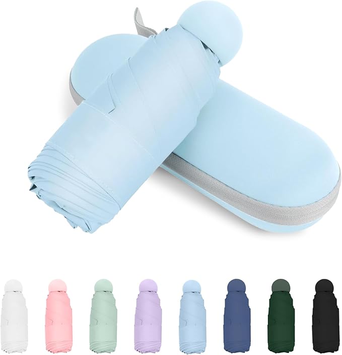 Compact Travel Umbrella, Small Pocket Mini Umbrella for Purse Wallet, UV Sun Rain Umbrellas for Backpack, Portable Folding Umbrellas for Women Kids