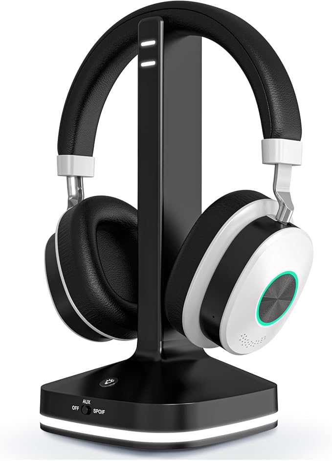 Wireless Headphones for TV Watching, TV Headphones Wireless for Seniors with Transmitter Charging Base, No Audio Delay Blutooth 5.4, Over Ear Headset with 3 Audio Modes, Gifts for Parents/Elderly