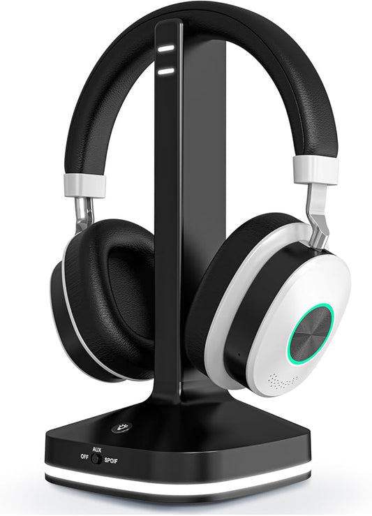 Wireless Headphones for TV Watching, TV Headphones Wireless for Seniors with Transmitter Charging Base, No Audio Delay Blutooth 5.4, Over Ear Headset with 3 Audio Modes, Gifts for Parents/Elderly