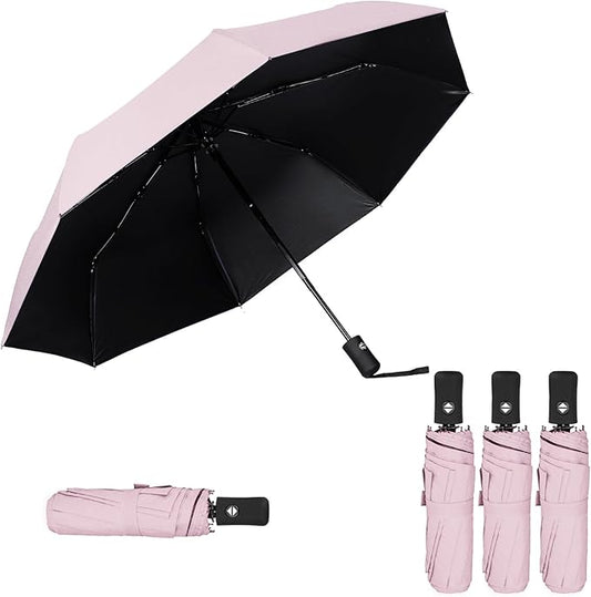 Kajaia 4 Pack Umbrellas Compact Windproof, Automatic Open and Close Folding Rain Umbrella Collapsible for Men Women Travel