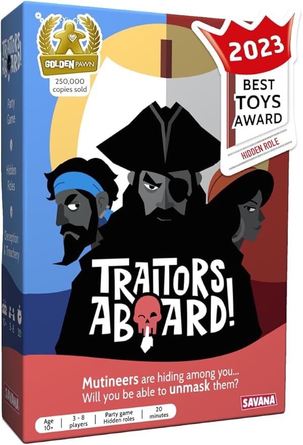 SAVANA Traitors Aboard - Award Winning Secret Identity Party Game - Fun, Bluffing and Betrayal | Easy to Learn, 15-Minute Round | Popular Games for 3-8 Players - Ages 10+