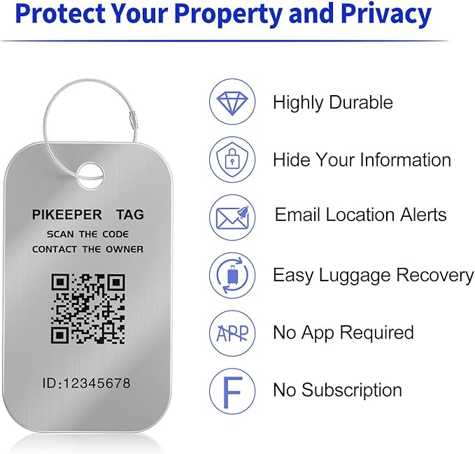 Smart Luggage Tags for Suitcase 4-Pack (2S2B) - Waterproof QR Code ID Labels, Show Scanner’s Location on Scan, Customizable & Durable Travel Tags for Backpack, Securely Hide Personal Info