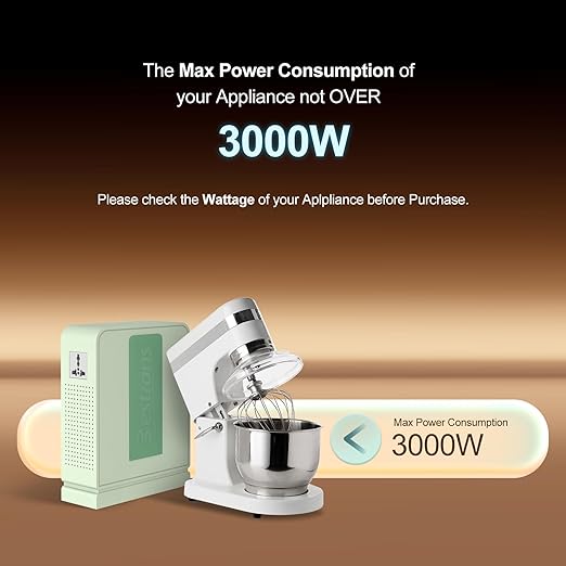 3000W Step Up Transformer 110v to 220v Converter, Heavy Duty Voltage Converter 110v to 220v with Dual Outlets, Overload Protection & Ultra-Quiet Design for Home Appliances, Light Green