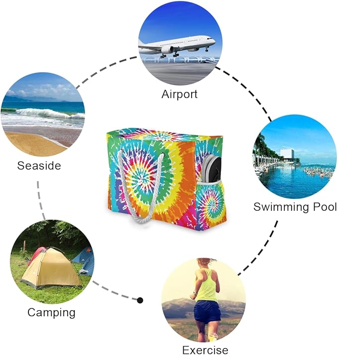 senya Large Beach Shoulder Bags Canvas Tote Water Resistant for Gym Travel Daily