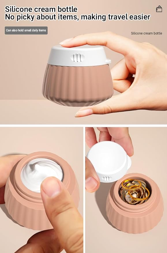 8-Piece Leakproof Travel Bottles and Jars Set – 4 Silicone Bottles + 4 Cream Jars with Clear Zipper Bag – TSA Approved Toiletry Containers – BPA-Free (PeachPuff)