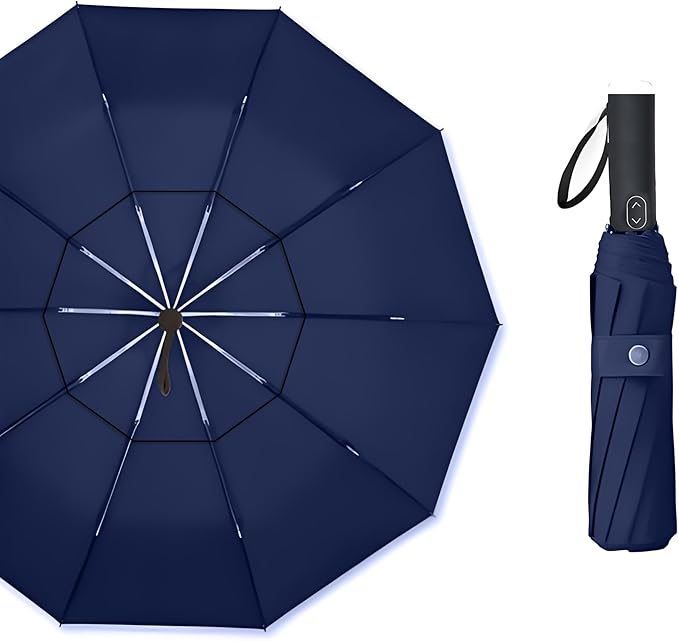 MRTLLOA 49/54/62 Inch Large Folding Golf Umbrella, Oversize Double Canopy Vented 10 Ribs Windproof Compact Travel Umbrellas for Rain