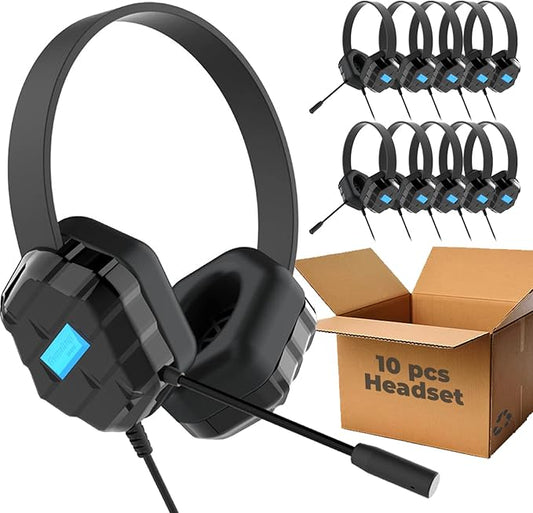 Gumdrop DropTech B1 On-Ear Headphones for Kids (10 Pack/Bulk) w/ 3.5 mm Chew Proof Cord for K-12, Students & Classroom School Supplies (Drop Tested, Comfortable, Lightweight, Rugged, Easy Cleaning)