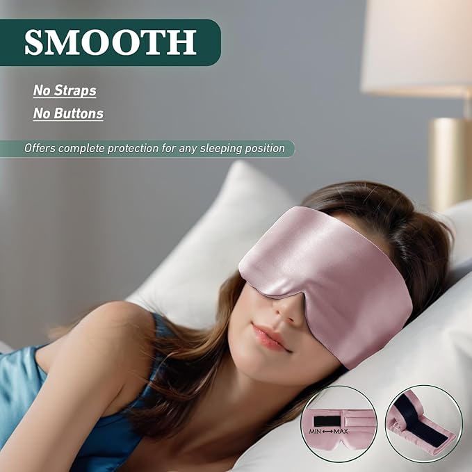 Joyhabit Silk Sleep Mask for Women and Men, Blush Pink, Luxurious Comfort for Relaxation & Beauty Sleep, Ultra Soft & Breathable, Protects Hair & Skin