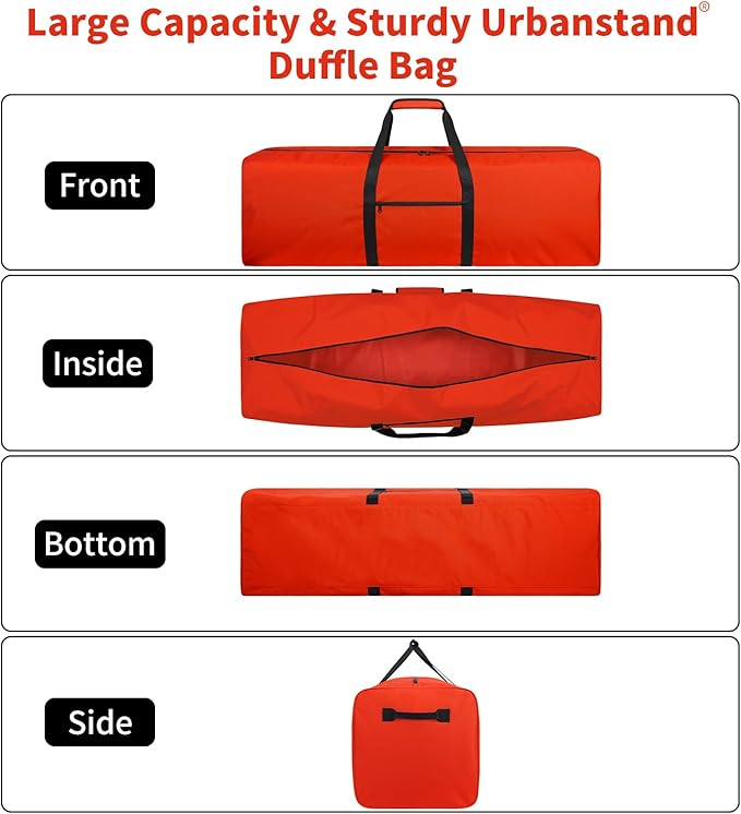 Urbanstand 52 Inch Large Duffle Bag for Travel Camping Sport Equipment Storage Bag with 2-way Lockable Zippers Orange