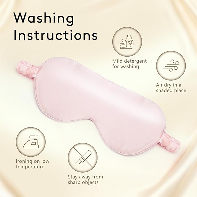 100% Pure 6A Mulberry Pink Silk Sleep Mask for Women and Men, Adjustable Blackout Eye Cover, Breathable Travel Eye Mask for Sleeping, Zero Pressure Comfort
