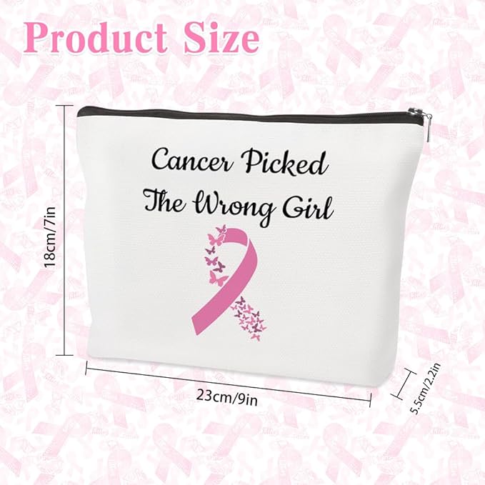 Breast Cancer Awareness Cosmetic bag Breast Cancer Survivor Gifts Pink Ribbon Cancer Accessories for Women Motivational Gifts for Wife Girlfriend Sister Make up Bag Thoughtful Gift for Patients Women