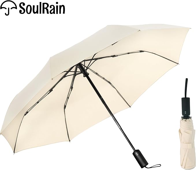 SoulRain Travel Umbrella - Compact Umbrella for Rain - Perfect Large Auto Folding Umbrella - Ideal Car umbrella, Small umbrella, and Travel Companion