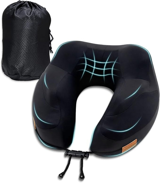 Travel Pillow for Airplane, Memory Foam Airplane Neck Pillow for Long Flight Sleeping, Soft, Comfort Portable Travel Neck Pillow for Flight, Drive, Work, Rest, with Storage Bag