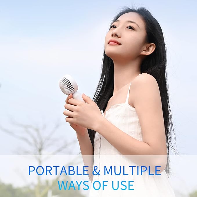 JODNO Mini Portable Fan 6 Pack, Cute Handheld Fan Battery Operated Lightweight Small Personal Fans with 3 Speeds and USB Rechargeable Eyelash Fans for Women Men Office Outdoor Travel Camping
