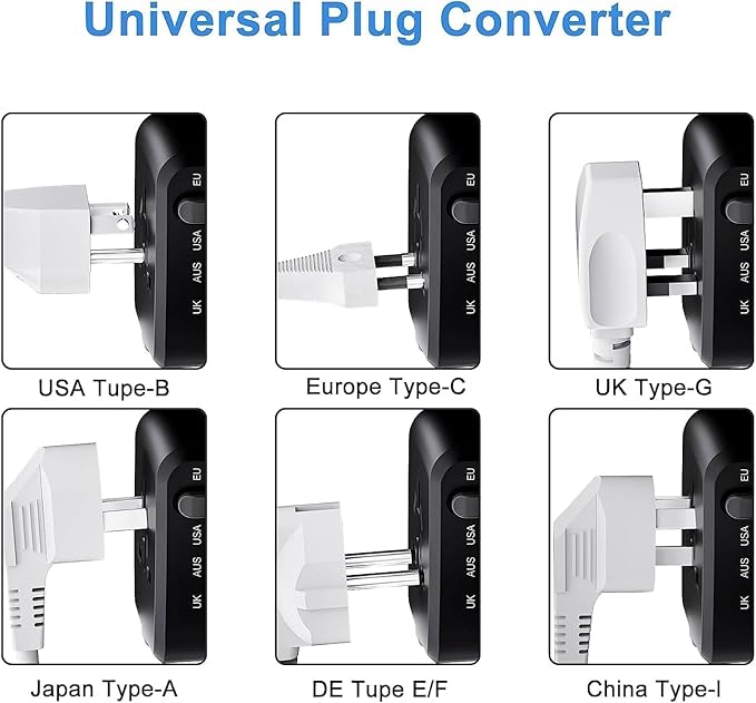 International Travel Adapter Voltage Converter to Step Down 230V to 120V for Hair straighteners, laptops, Cell Phones, Power converters from USA to UK, Europe, Australia Over 200