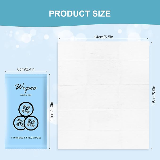 Individual Hand Wipes,Wet Wipes Individually Wrapped Bulk Cleansing Travel Size Wet Wipes for Wedding Travel Restaurant Barbecue(Cucumber,pack of 50)