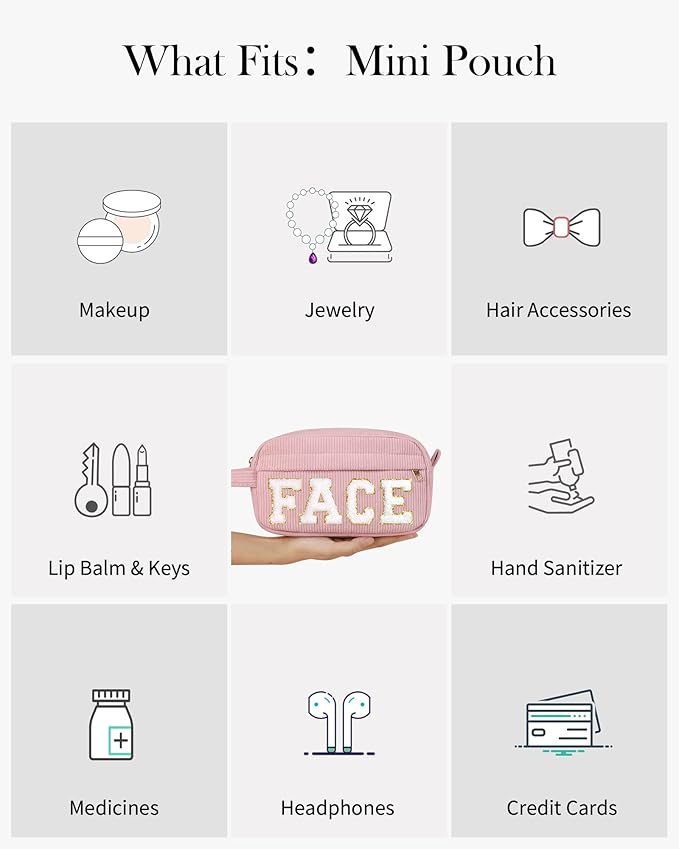 Pocmimut Preppy Makeup Bag,Travel Toiletry Bag,Monogrammed Gifts for Women,Personalized Birthday Gift for Sister Friends,Cute Stuff for Girls,X