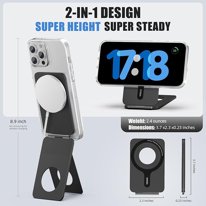 Magnetic Tripod for iPhone, Aluminium Phone Tripod Stand Compatible with Magsafe iPhone 17/16/15/14/13/12 Series, Foldable Strong Magnetic Phone Stand & Portable Phone Holder