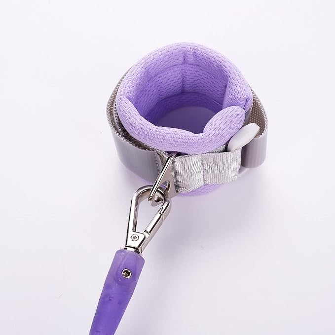 Toddlers Leash + Anti Lost Wrist Link Child Kids Safety Harness Kids Walking Wristband Assistant Strap Belt for Girl Pink Christmas Gift (Purple)