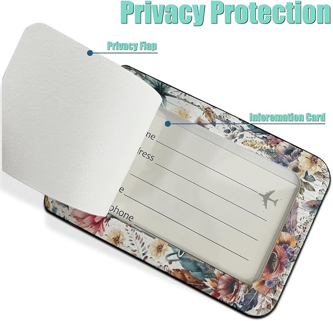 2 PCs Cow Print Stuff Luggage Tag, Suitcase Tags with Privacy Flap and Metal Loop, Luggage Tags for Suitcases, Identifiers Travel Essentials Bag Tag, Cow Gifts for Women Girls Friends Daughter