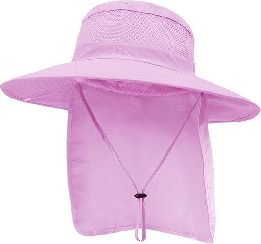 Outdoor Sun Hats with Stowable Neck Flap for Men Women UPF 50+ Mesh Summer Bucket Hat Wide Brim for Fishing Safari Hiking