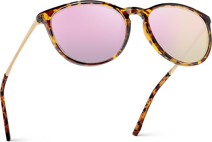 WearMe Pro Round Polarized Sunglasses for Women - UV400 Protection, Lightweight Frame, Vintage Retro Style