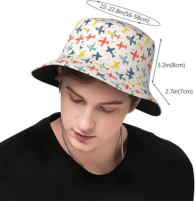 Colorful Fire Balloon, White Cloud Fisherman Hat Summer Foldable UV Protection Sun Hat
