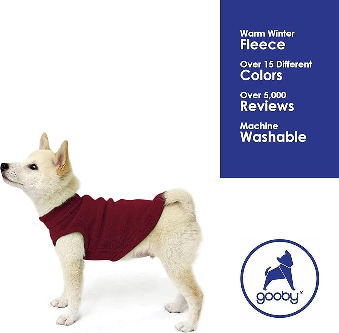 Gooby - Stretch Fleece Vest, Pullover Fleece Vest Jacket Sweater for Dogs, Burgundy, Medium