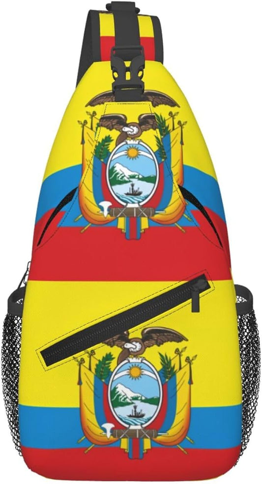 Ecuador Flag Sling Bag Multipurpose Crossbody Sling Backpack Travel Cycling Hiking Shoulder Bag For Women Men