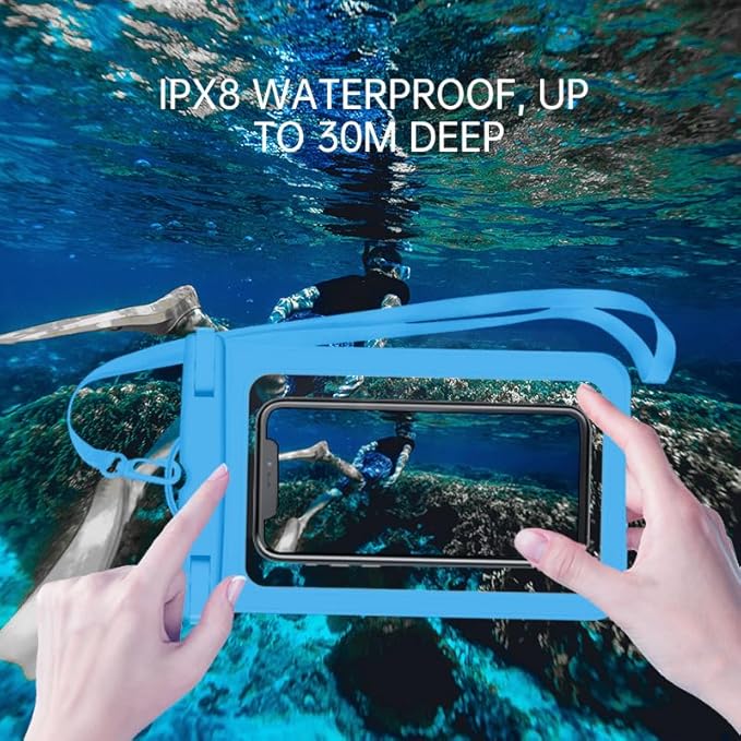 [Up to 6.9" 2 Pack Waterproof Phone Pouch Case,Waterproof Phone Bag for iPhone 17 16 15 14 13 Pro Max Plus Galaxy S25 S24 Ultar Plus+,IPX8 Cellphone Dry Bag Beach Travel Essentials-Blue