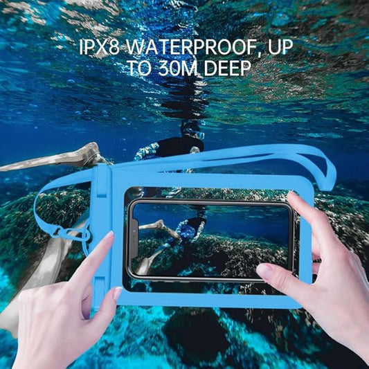 [Up to 6.9" 2 Pack Waterproof Phone Pouch Case,Waterproof Phone Bag for iPhone 17 16 15 14 13 Pro Max Plus Galaxy S25 S24 Ultar Plus+,IPX8 Cellphone Dry Bag Beach Travel Essentials-Blue