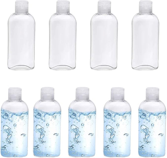Clear Plastic Empty Squeeze Bottles 9 Pack 3.4oz/100ml with Flip Cap TSA Travel Bottle for Shampoo, Conditioner & Lotion (9 Counts)