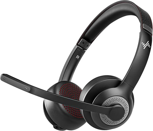 Wireless Headset with AI Noise Cancelling Microphone Bluetooth Headset - Bluetooth V5.2 Headphones with USB Dongle & Mic Mute for Computer/Laptop/PC/iPhone/Android/Cell Phones