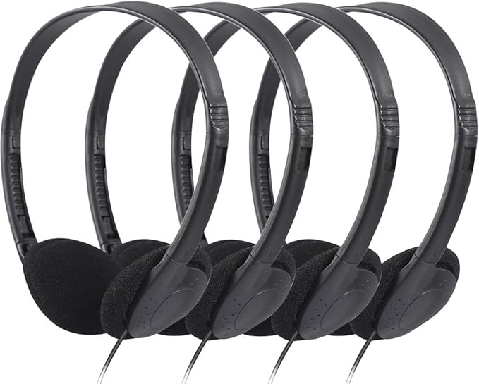 CN-Outlet 100 Pack Classroom Headphones Bulk for School Students Kids Teen Children and Adults, Wholesale Sturdy Wired Headphones Classroom Earphones (Black, 100 Pack)