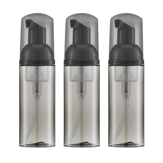 2oz Foam Bottle (3PCS) Empty Foaming Pump Dispenser for Hand Soap, Lash Cleanser, Shampoo to Travel (60ml, Black)