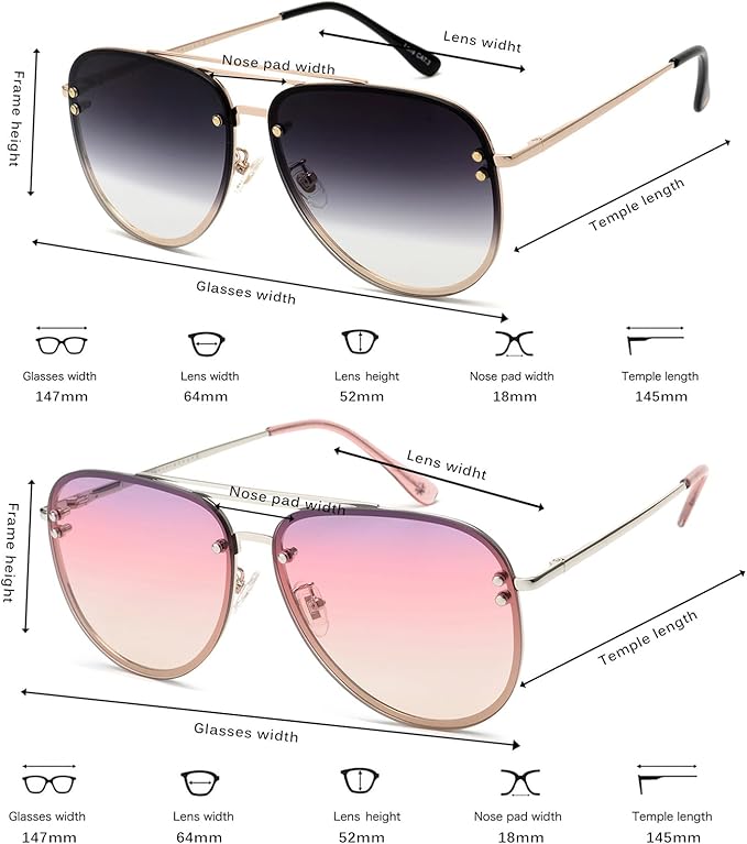 Trendy Oversized Aviator Sunglasses for Women 2025, Cute Retro Aviator Sun Glasses UV Protection Big Shades VF2203