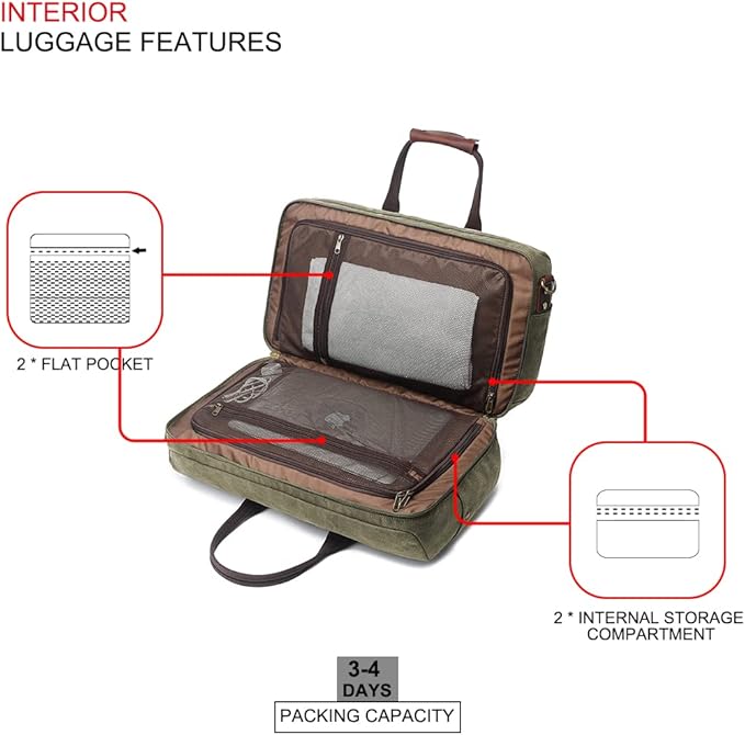 Duffle Bag for Men Waterproof Genuine Leather Canvas Travel Duffel Bags for Women Overnight Weekender Bag for Traveling