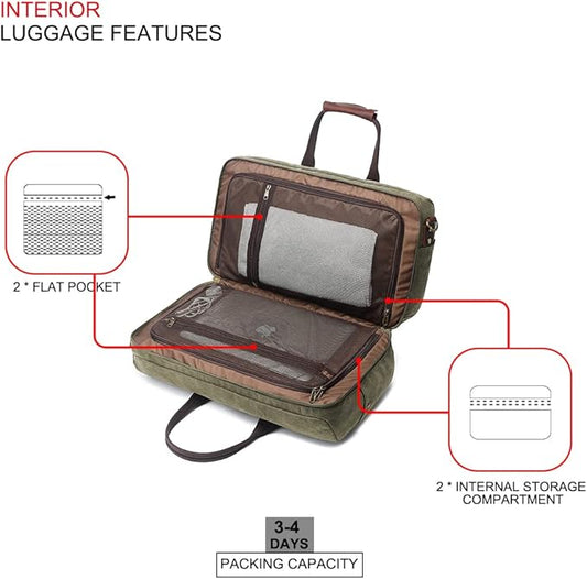 Duffle Bag for Men Waterproof Genuine Leather Canvas Travel Duffel Bags for Women Overnight Weekender Bag for Traveling