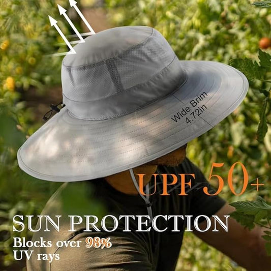 Home Prefer UPF50+ Mens Sun Hat Wide Brim Fishing Hat Foldable Large Brim UV Protection Sun Hat for Men Women Beach Gardening